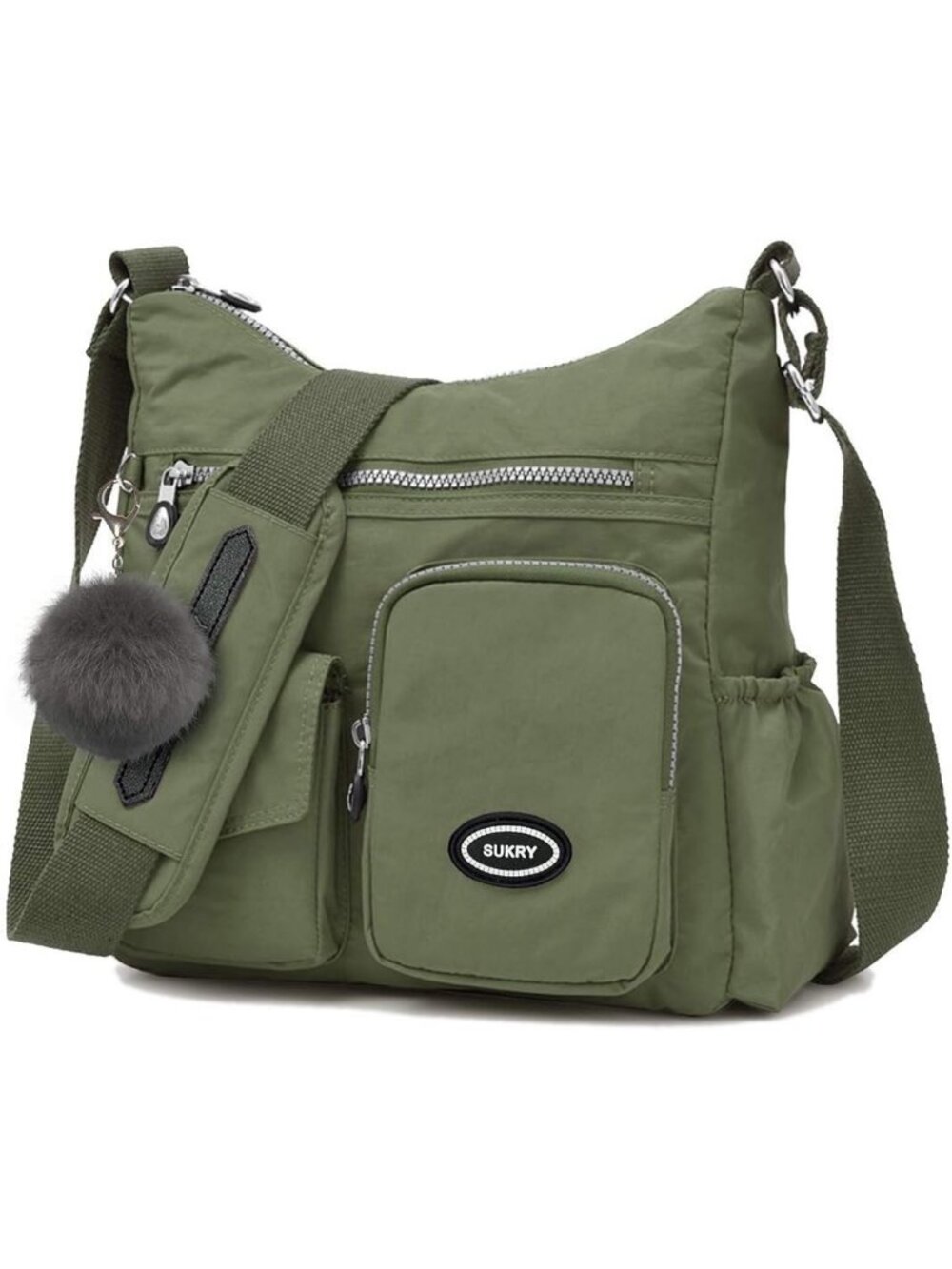 Women's Green Nylon Crossbody Bag Anti theft RFID Pocket Waterproof Travel Bag